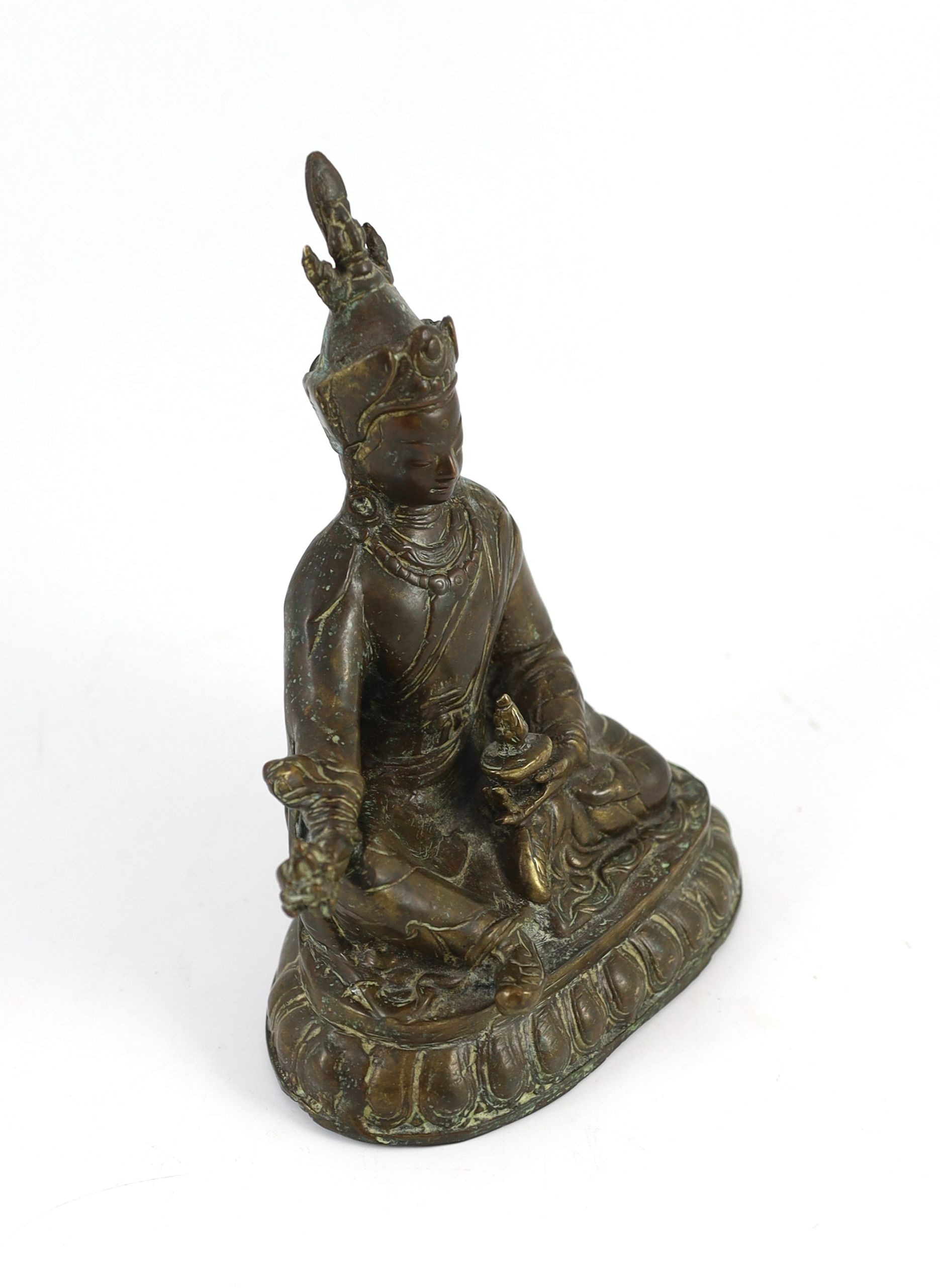 A Nepalese bronze figure of a Bodhisattva, possibly Vajrasattva, 18.5 cm high